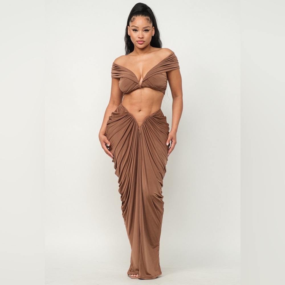 Belita Collection Brown Grecian Skirt Set Size L